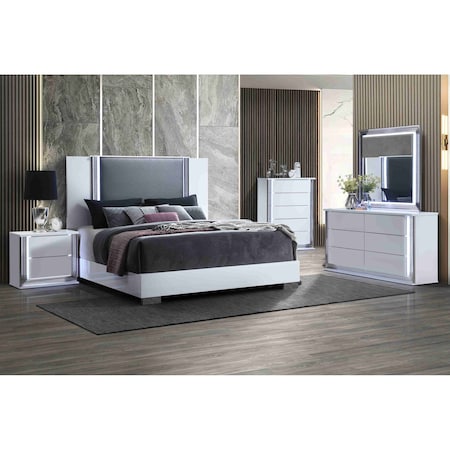 Global Furniture Usa Modern  High Gloss Ylime Smooth White King Bed Group 3866